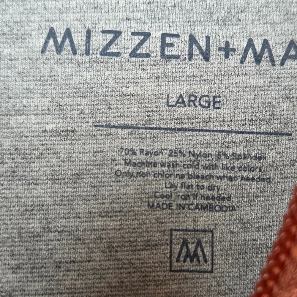 Mizzen+Main Mens Quarter Zip Pullover Burnt Orange Heather Large Size Mock Neck